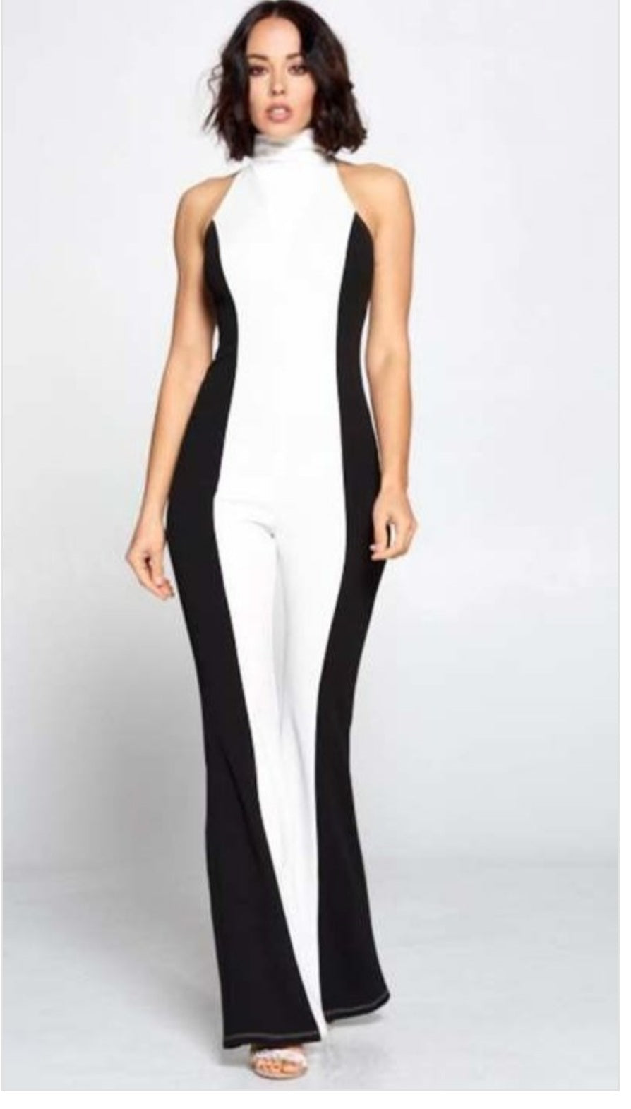 Walk the Runway Black & White Flare Leg Jumper