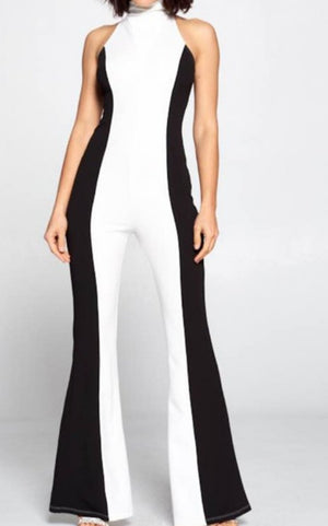 Walk the Runway Black & White Flare Leg Jumper