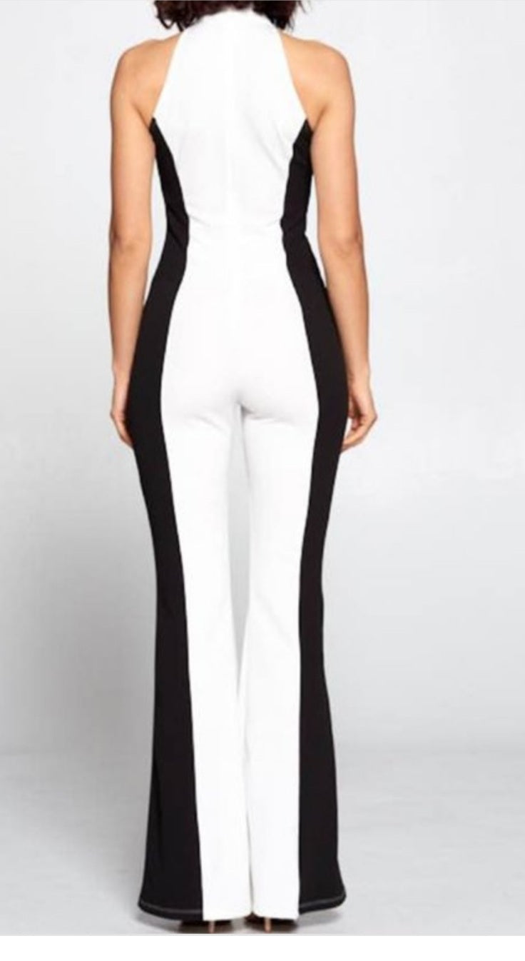 Walk the Runway Black & White Flare Leg Jumper