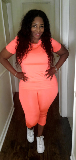 Essential Neon Coral Capri Set
