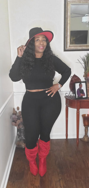Stallion Black Sweater Pant Sweater Set
