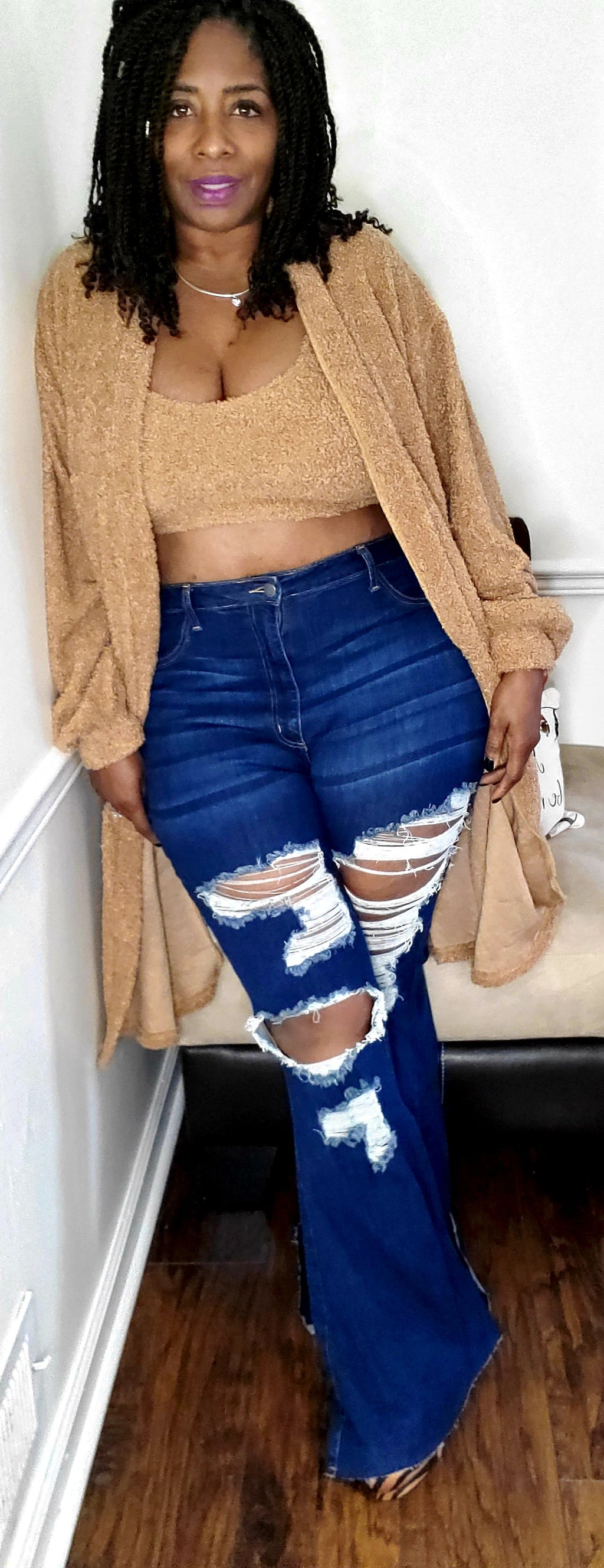 Wide Leg Curvy Queen Destructuve Jeans